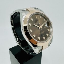 ROLEX Oyster Datejust or et acier index diamants